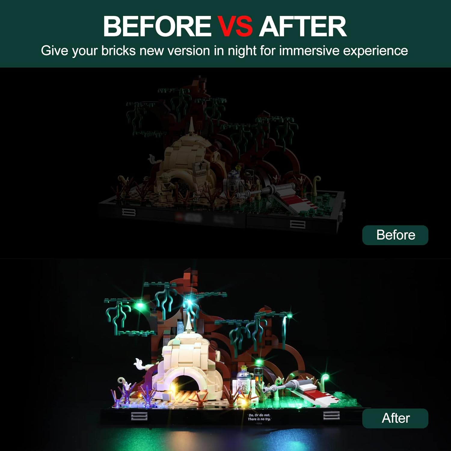 Cooldac LED Light Kit for  Star Wars Jedi Training on Dagobah - Diorama Set, USB Port Lighting Set Compatible with  75330 Voice Control Version (Lights Only, No  Models) image number 1