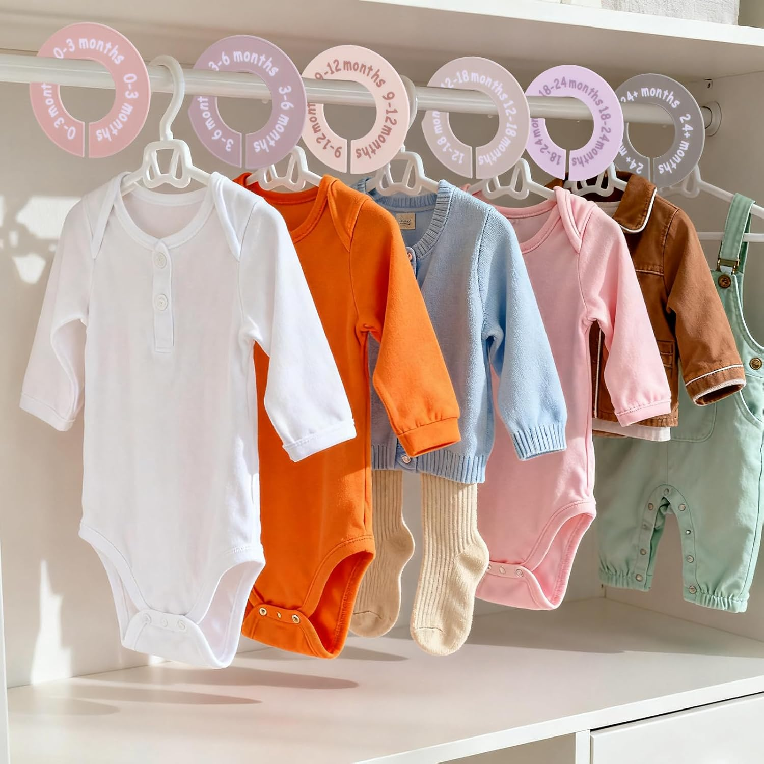 8Pcs Baby Clothes Dividers for Closet, Plastic Nursery Closet Organizers round Size Dividers for Newborn Toddler Age Labels Wardrobe Decor & Storage Solution image number 3