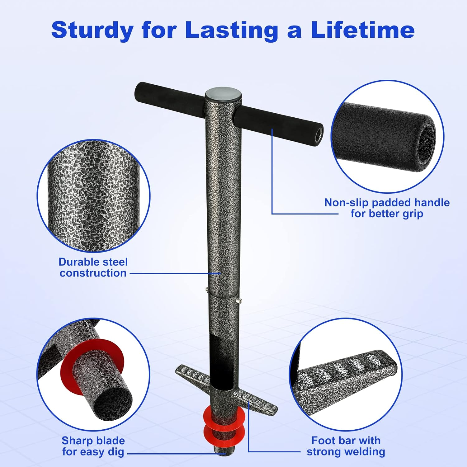 Bulb Planter Garden Sod Plugger with Ergonomic Masual Handle,Heavy Duty Planting Tools for Digging Holes to Plant Spring Flowers Bulbs,Bedding Plants,Tulips,Crocus,Dahlias,Gladiolus,Lilies image number 5