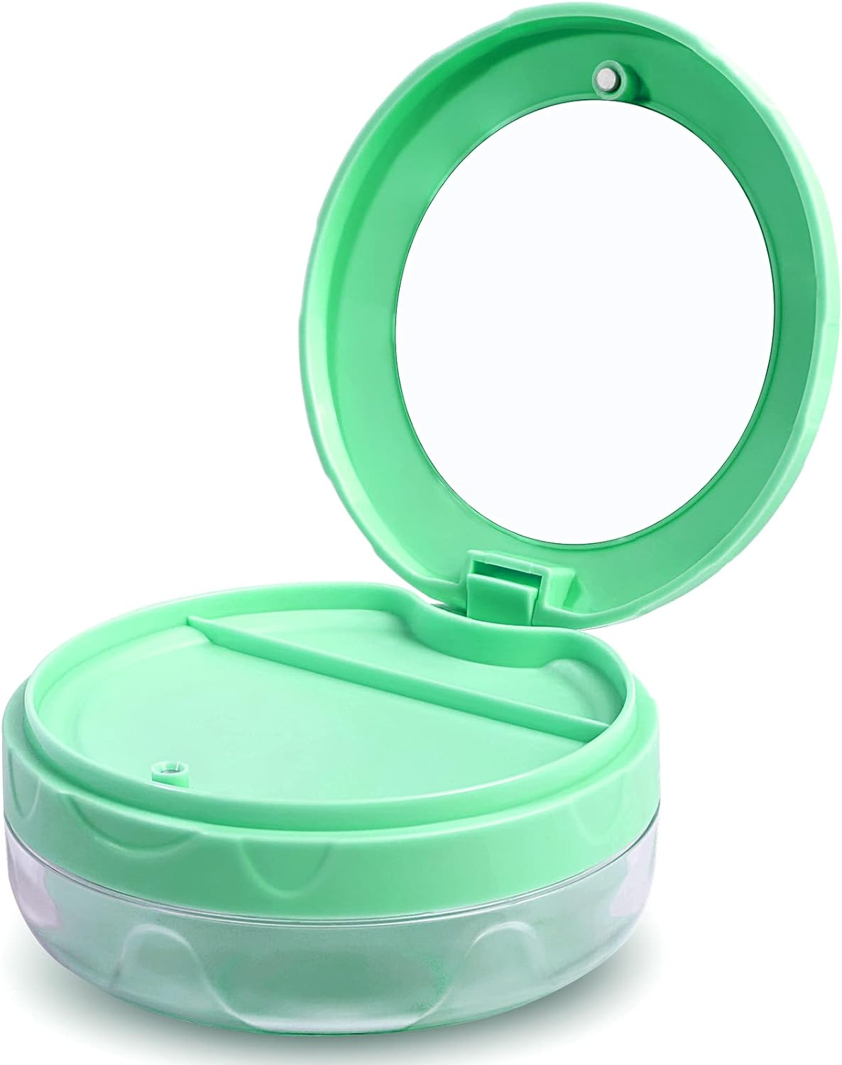 Denture Cup with Strainer & Mirror - No-Leak Retainer Case and Cleaning Box for Traveling (Grey)