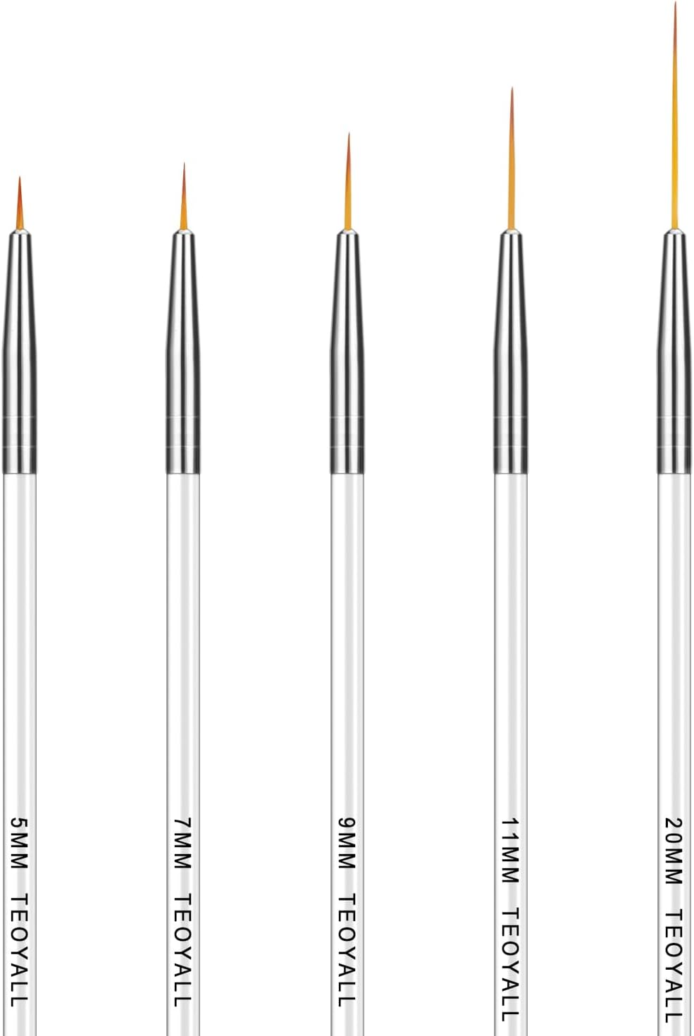 TEOYALL Fine Eyeliner Brush for Nail Art 5/7/9/11/20Mm Fine Line Brush for Fingernails Detail Drawing Brush image number 5