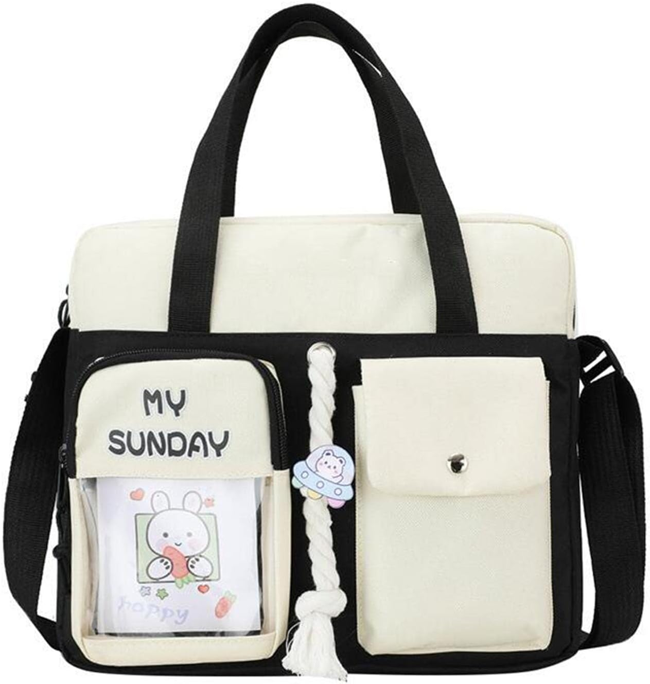 Aobiono Kawaii Backpack with Cute Pins Anime Japanese Ita Bag Aesthetic Handbag Shoulder Tote Messenger Crossbody JK Uniform
