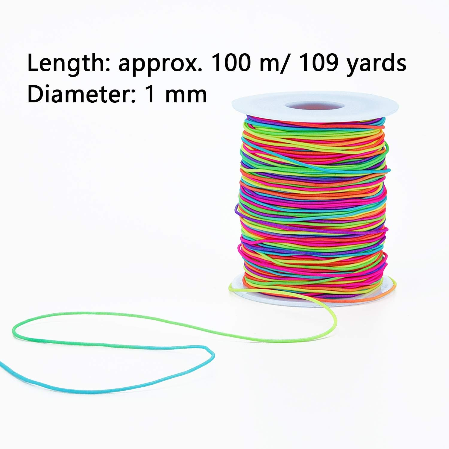Sunmns 1Mm Elastic Cord Beads Stretch String for Jewelry Bracelet Making, Rainbow 100 M image number 2