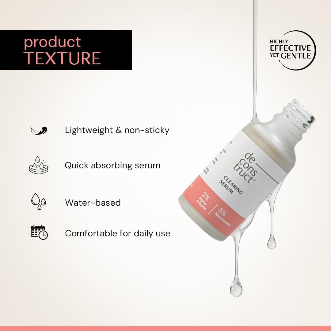Deconstruct Clearing Serum 2% Alpha Arbutin + 5% Niacinamide | anti - Pigmentation & Tanning Face Serum | Clears Dark Spots, Marks, Hyperpigmentation | for Both Men & Women | 30Ml image number 5