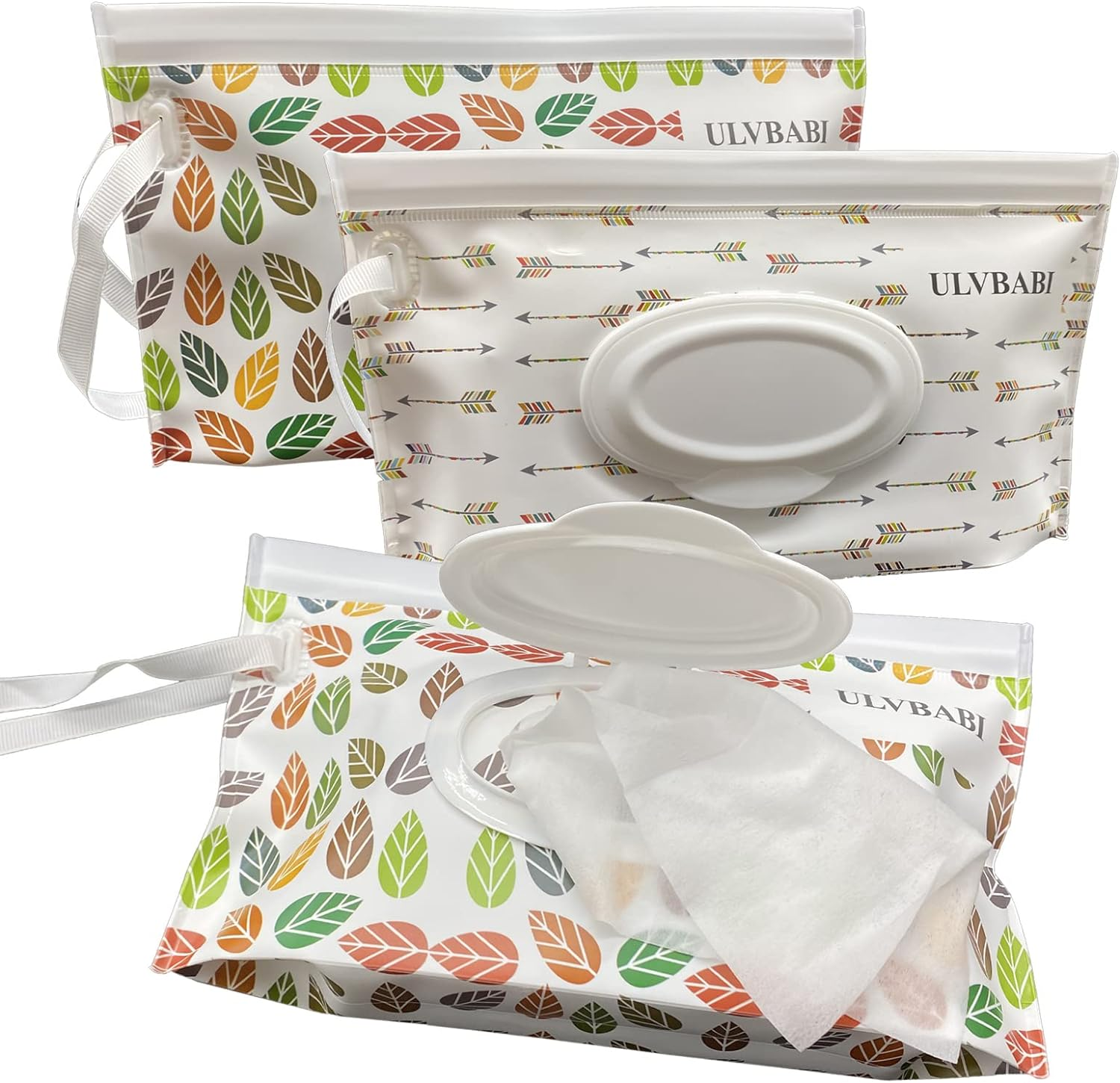 Portable Pouch Bags Set, 2 Pack Wet Wipe Holder Container, Reusable and Refillable Personal Travel Wet Wipes Dispenser Cases