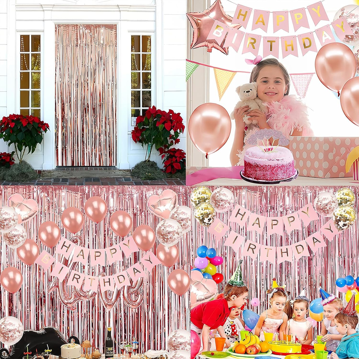 Hannafires Heart Balloons with Spiral Star Hanging Decorations &ndash; Birthday Party Decoration Set for Elegant Celebrations and Themed Events.