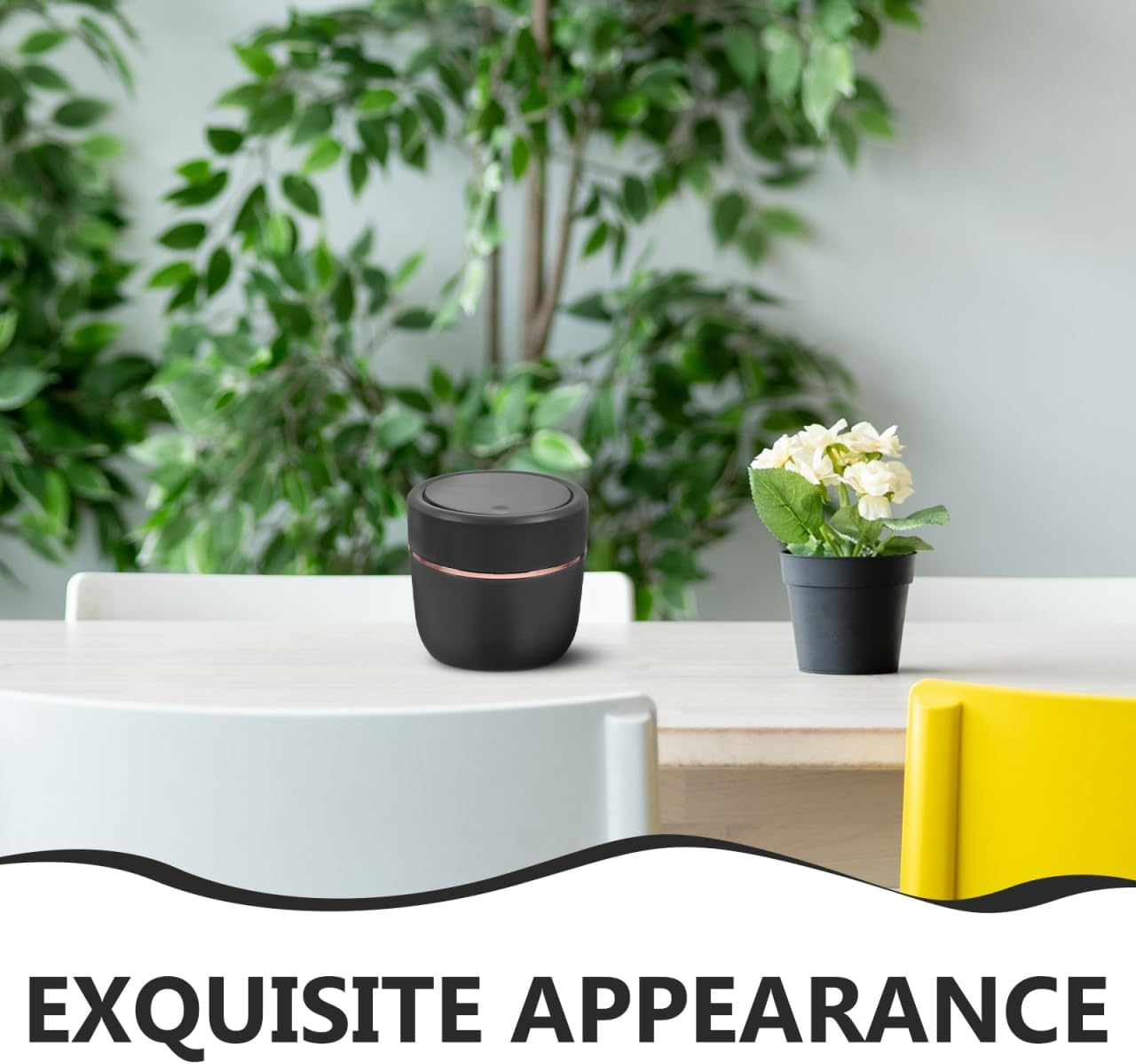 COHEALI Elegant Lidded Trash Can Portable Desktop Trash Can Miniature Rubbish Bucket Bin for Bedroom Waste Basket Bin