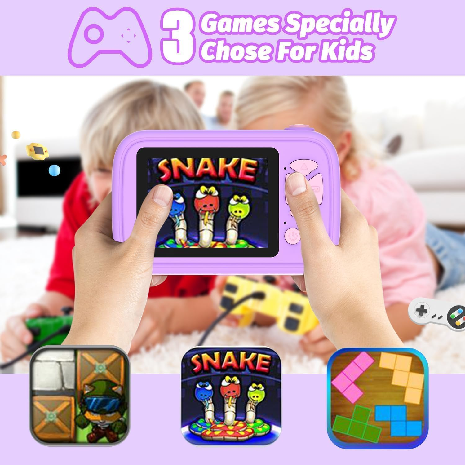 ZONEY Kids Camera Toys,Children'S Camera with Flip-Up Lens for Selfie & Video, 32G 1080P HD Digital Camera with Flash Lamp, Video Recorder, Birthday Gifts for Boys Girls (Purple) image number 5