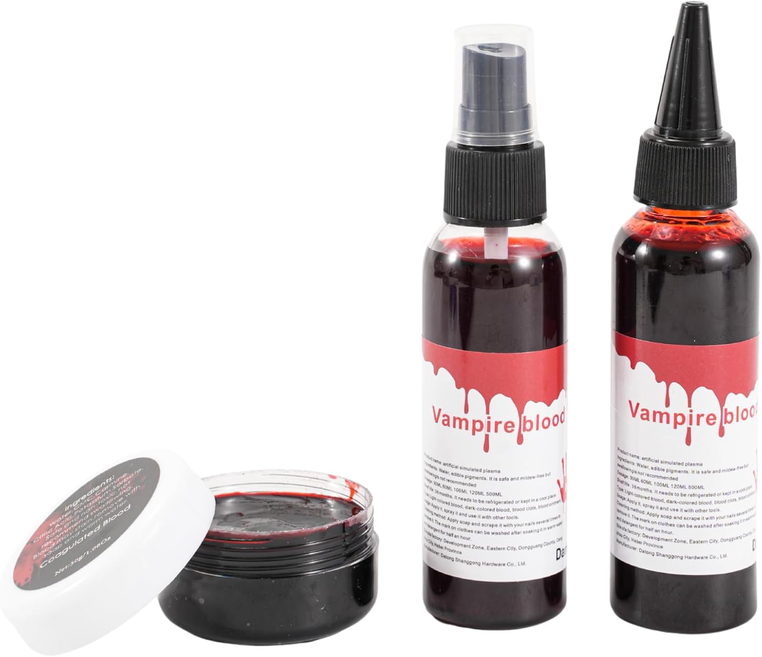 3Pcs Vampire Blood Fake Blood Kit - Coagulated Gel, Spray & Dripping Liquid for Realistic Vampire Zombie SFX Makeup, Skin-Safe Washable Special Effects Blood for Halloween Cosplay Costume Party image number 5