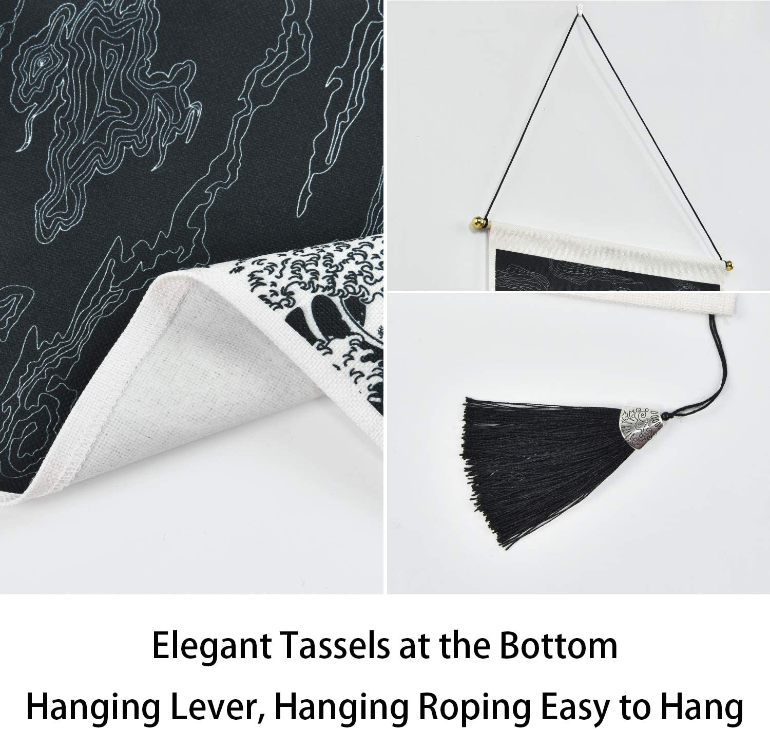 Pack of 2 Tapestry Moon and Star Tapestry Ocean Wave Tapestry Black and White Tapestries Mountain Tapestry Sunset Great Wave Tapestry Wall Hanging for Room (13.8 X 19.7 Inches) image number 5