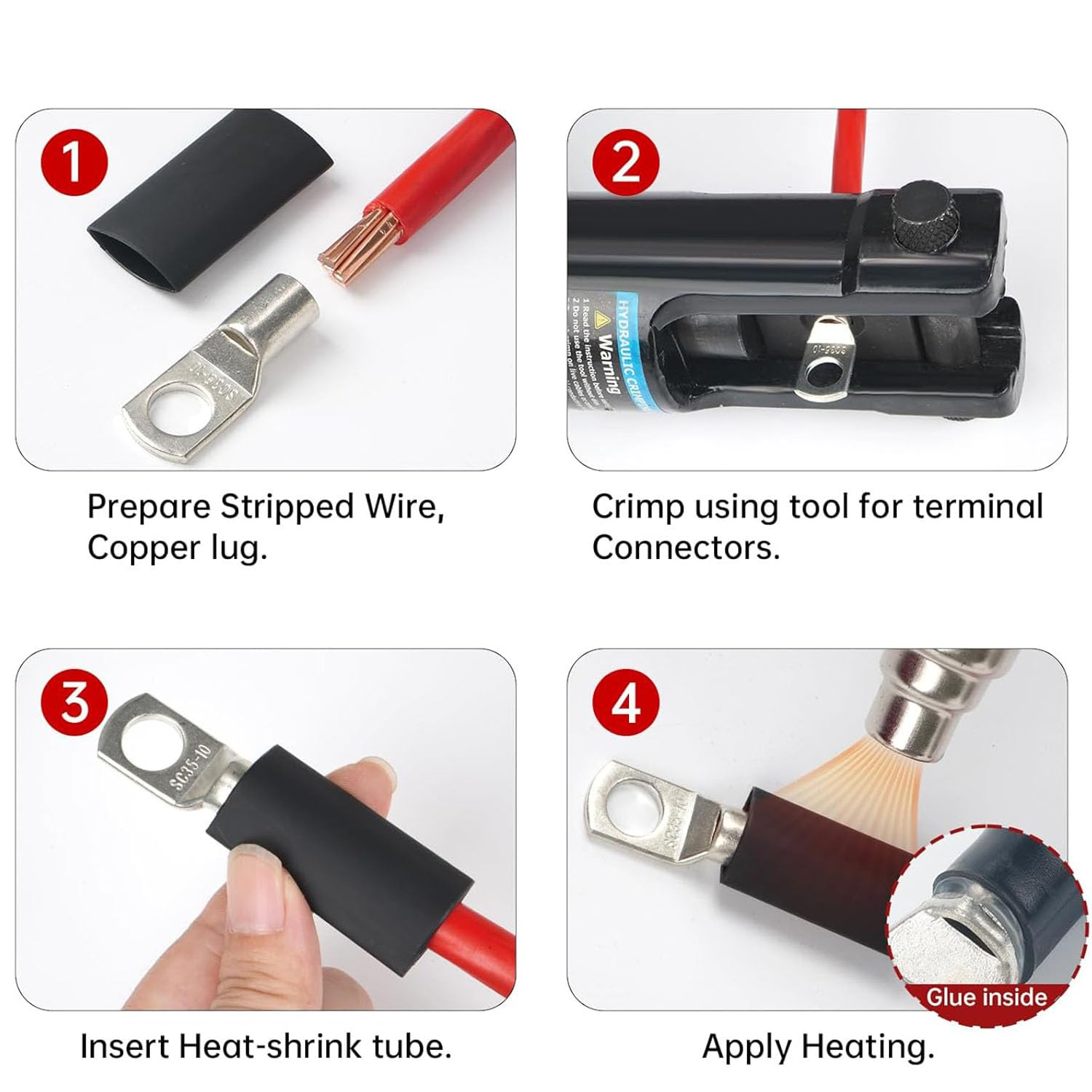 Shengsenfu 120PCS Tinned Battery Cable Ends, 6~25Mm&sup2; Copper Ring Terminals Connectors, Wire Lugs Assortment Kit And, Heat Shrink Wire Connectors, Multipurpose Waterproof Electrical Wire Terminals Kit image number 1