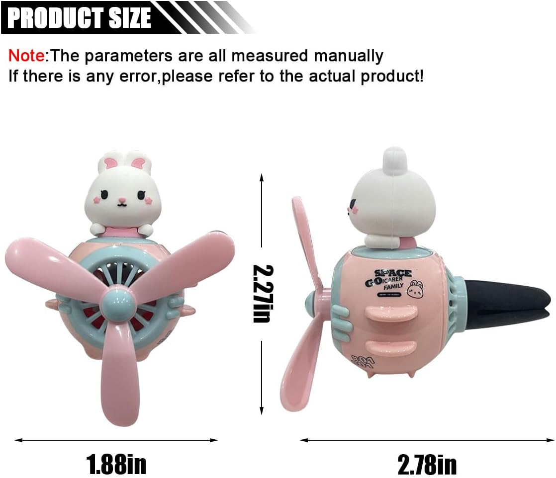Cute Pilot Rabbit Car Air Fresheners, Car Diffuser Air Condition Vent Clip, Rotating Propeller Automotive Air Outlet Fan Creative Perfume Accessories for Car Interior Decoration - Pilot Cat image number 5
