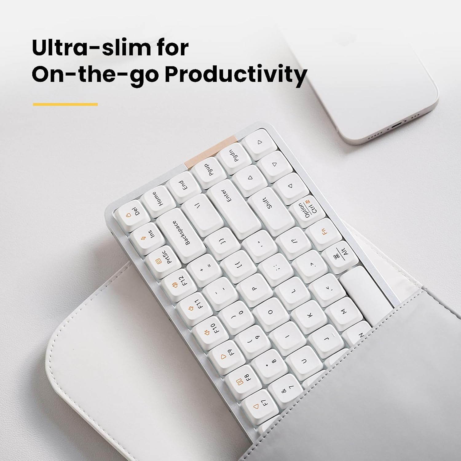 LOFREE Flow Low Profile Mechanical Keyboard, 100 Keys Rechargeable Wireless Keyboards with Bluetooth and Wired Connection for Windows, Mac Os/White Ghost Linear Switches image number 4