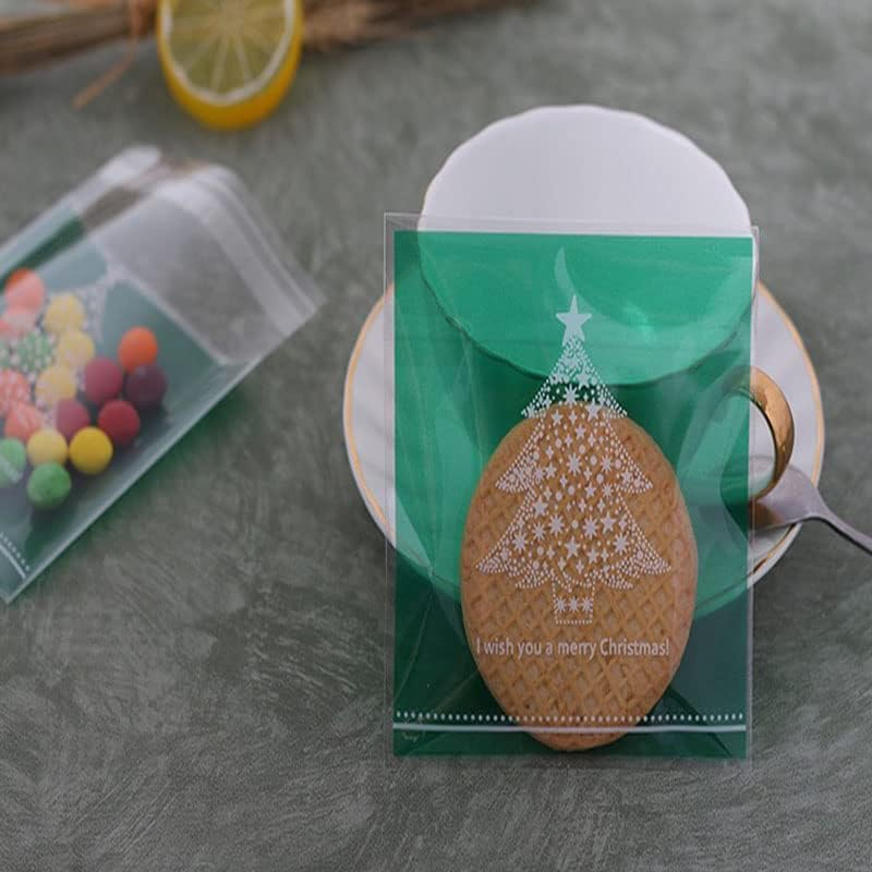 AIMALL 100PCS Christmas Cellophane Bag Party Favour Cookie Sweet Candy Biscuit Gift Bags - Food Grade, 10X10Cm + 3Cm - 03 image number 4