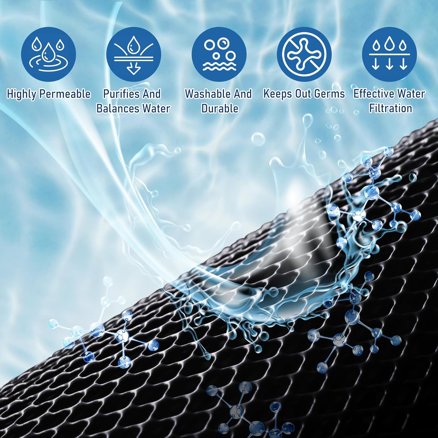 EKIND 1 Piece Aquarium Filter Foam Pad, Cut-To-Size Black Bio Sponge Filter Media Pad for Fish Tank, Durable, High-Efficiency Water Purification（Fine Pore, 7.87" X 7.87" X 0.78"）