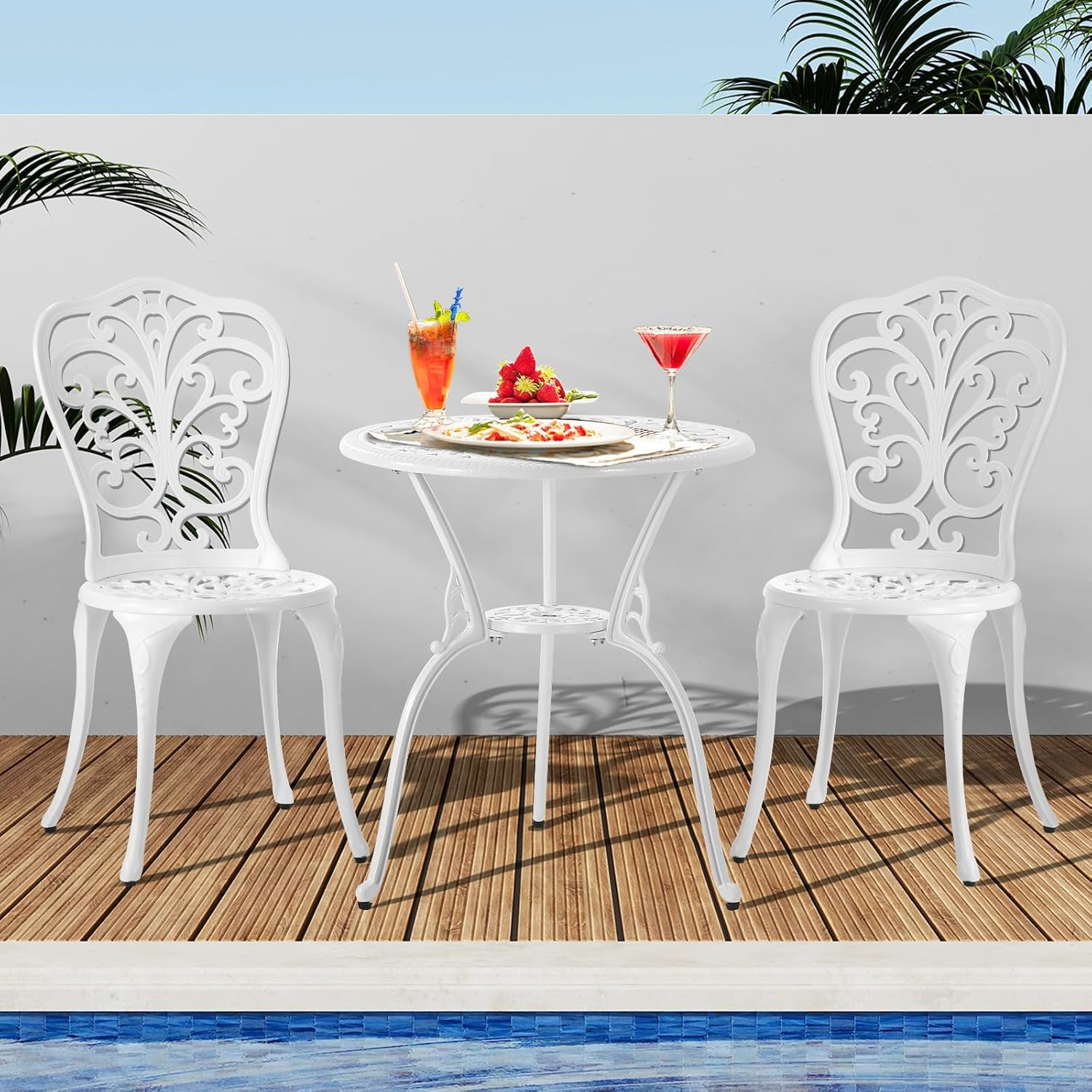 Livsip Outdoor Table and Chairs Furniture 3Pcs Aluminium Patio Dining Set-Bronze - Crown-Bz image number 5