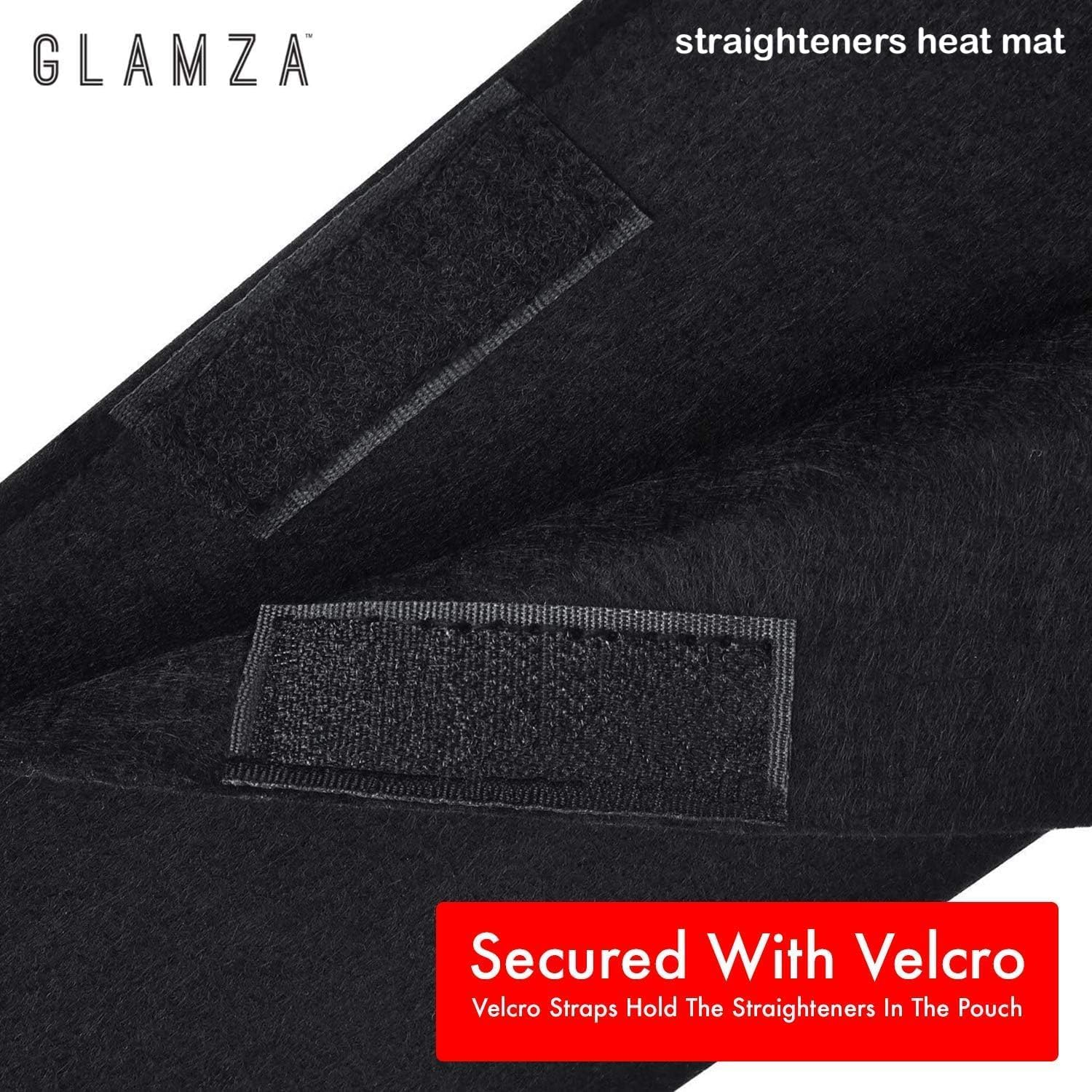 Glamza Hair Straightener Mat & Pouch - Made from Heat Resistant Safety Felt - Ideal for Home & Travel (Black) image number 1