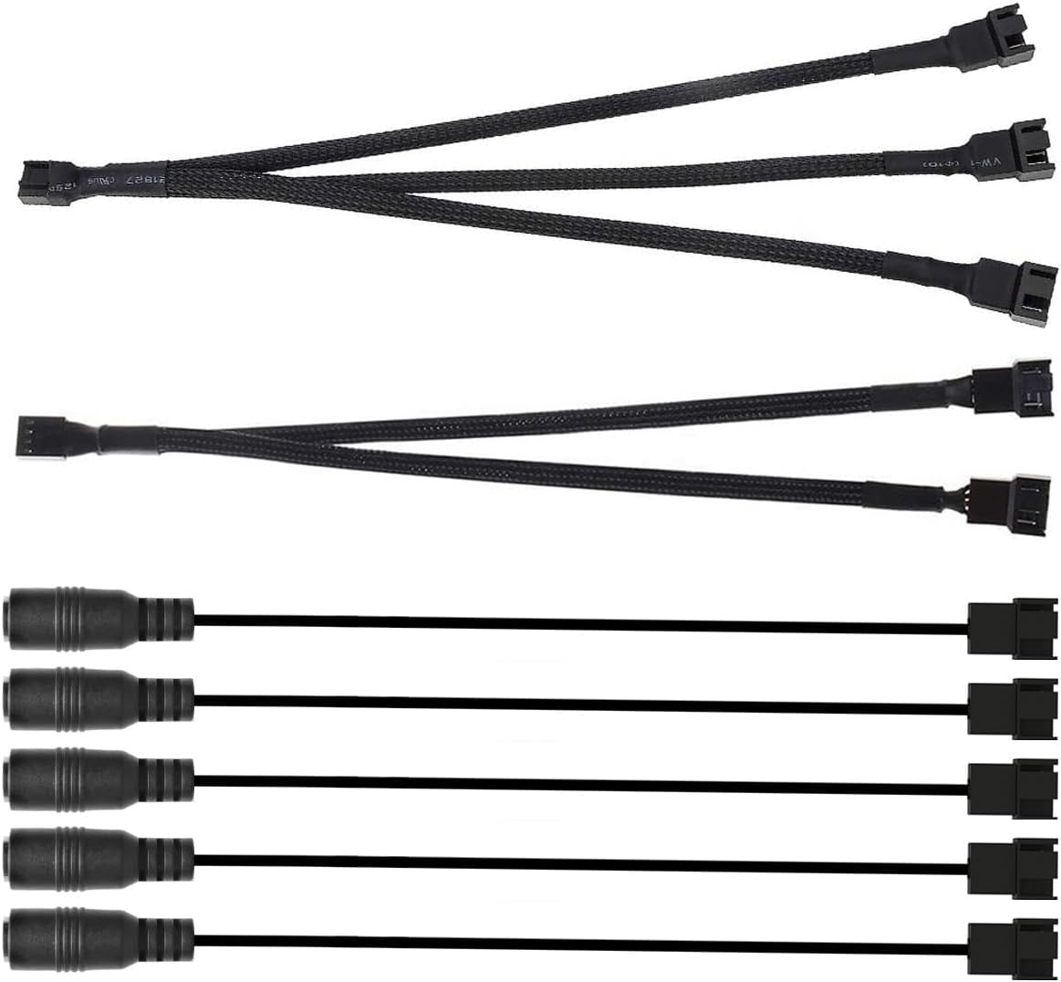 Gebildet 2Pcs 12V Step-Up USB to 3-Pin / 4-Pin PWM 5V USB Sleeved Fan Power Adapter Cable, Fan Wind Speed Regulator, 3 Way PWM Splitter Cable image number 4