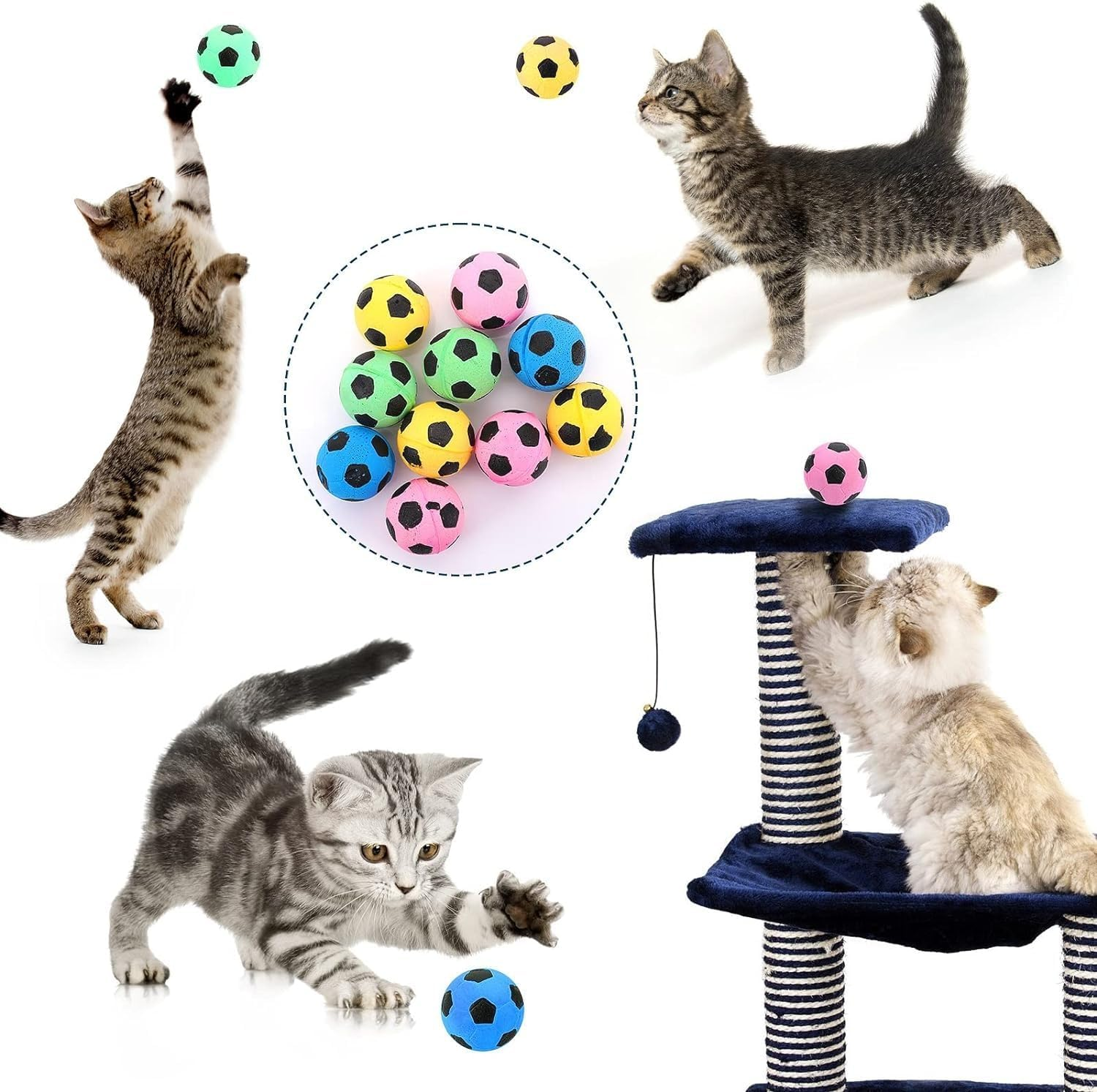 CHUANGOU Pack of 12 Football Cat Balls, Interactive Petball for Indoor Use, for Indoor Kittens. image number 4