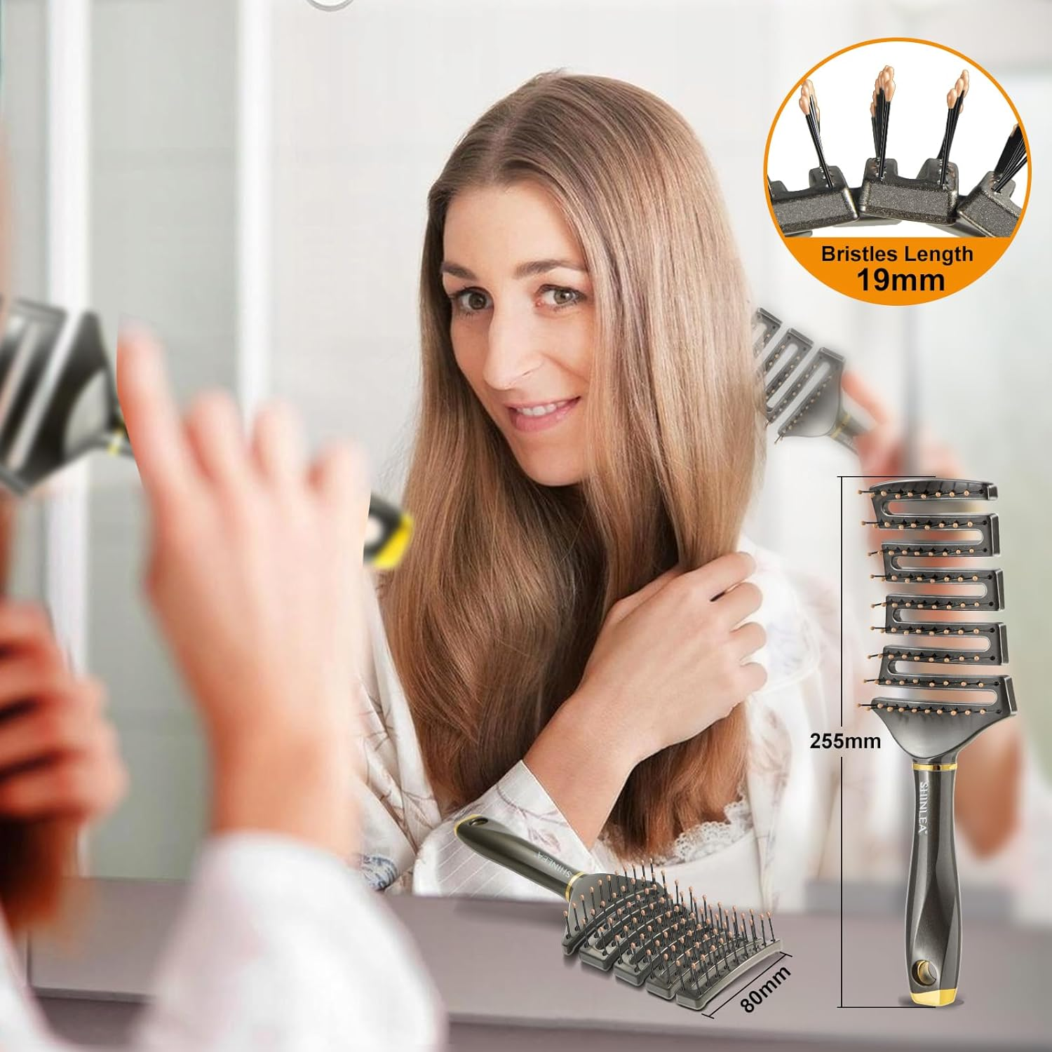 Hair Brush - SHINLEA Detangling Brush anti Tangle for Wet & Dry Use image number 6