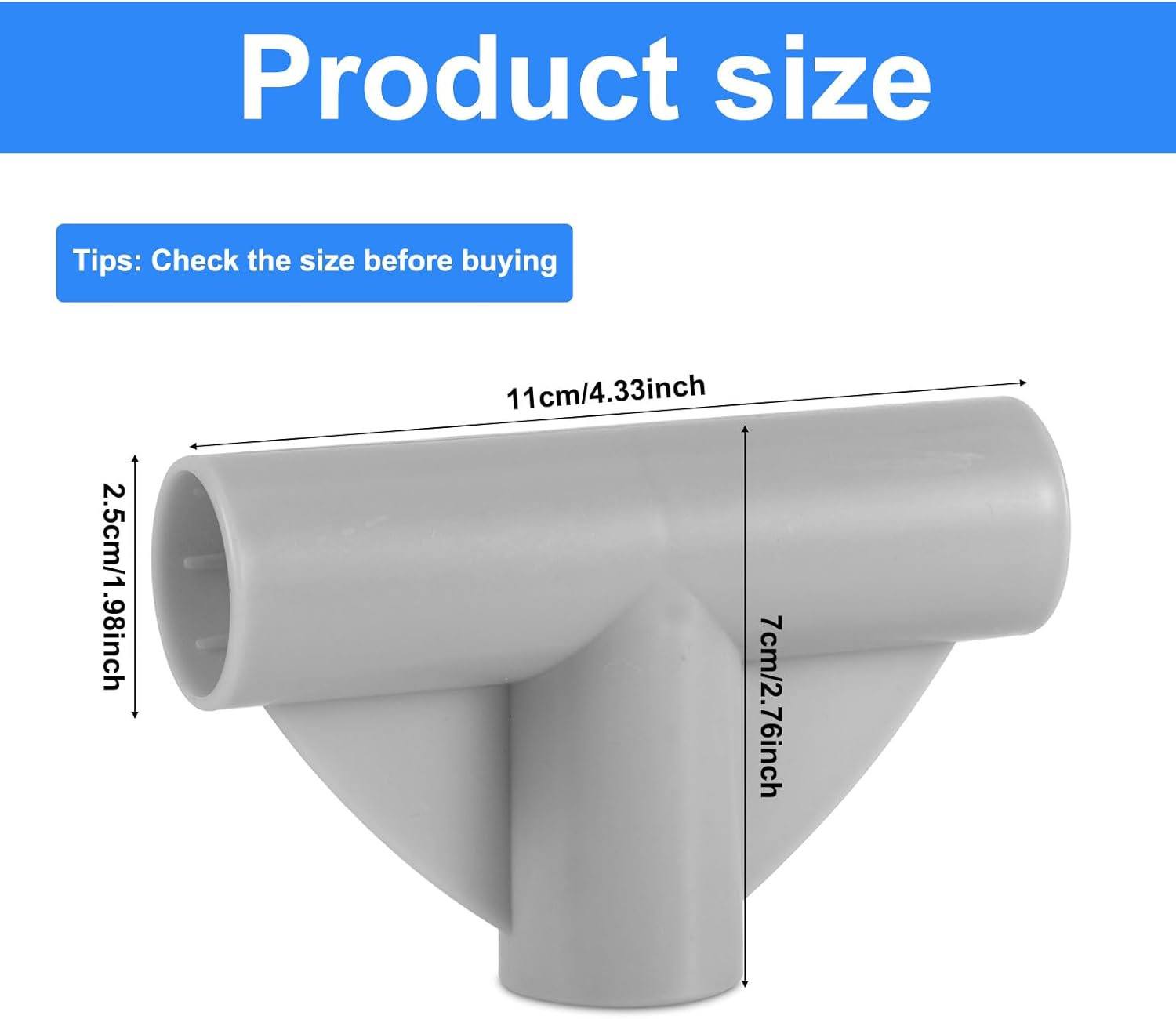 2Pcs Baby Playpen Parts T-Shaped Joints, 0.98 Inch Inner Diameter Baby Playpen Replacement Connectors Baby Playpen Accessories Playpen Replacement Parts for Baby Play Yard (Gray) image number 5