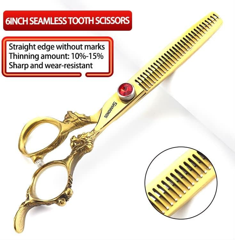 Gold 6/78/9 Inch Professional Haircut Scissors, Multifunctional Haircut Scissors Set (6 Inch 4 Pieces) image number 4