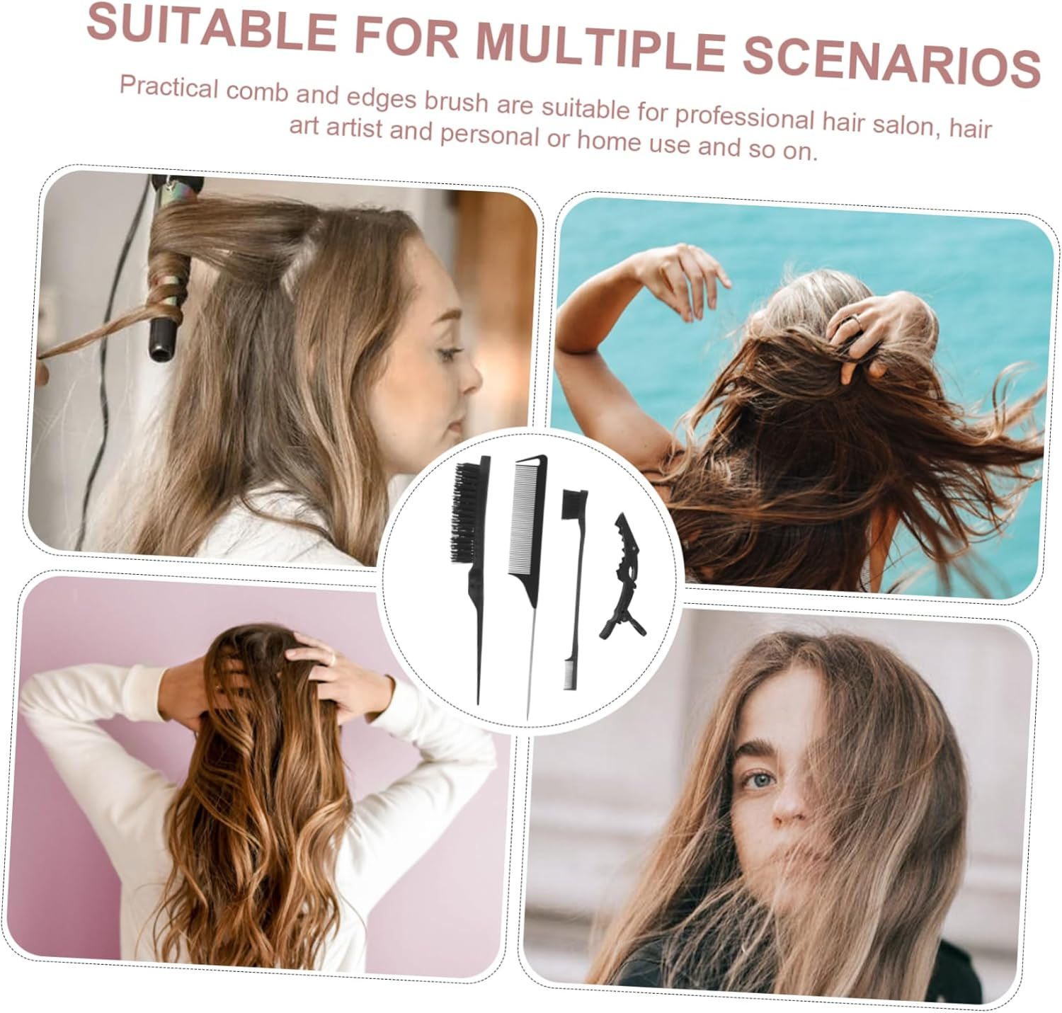 CANIGHT Salon Hair Combs Set of 12 Edges Brush and Combs for Women image number 2