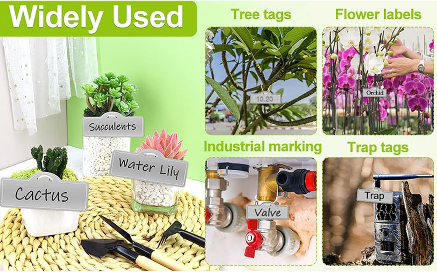 Metal Plant Labels, 100 Pack Aluminum Plant Signs Tags Weatherproof Garden Markers Tag for Vegetables Flower Seed Greenhouse, 1.5 X 3.5In, 100Pcs, 100 Twist Ties image number 5