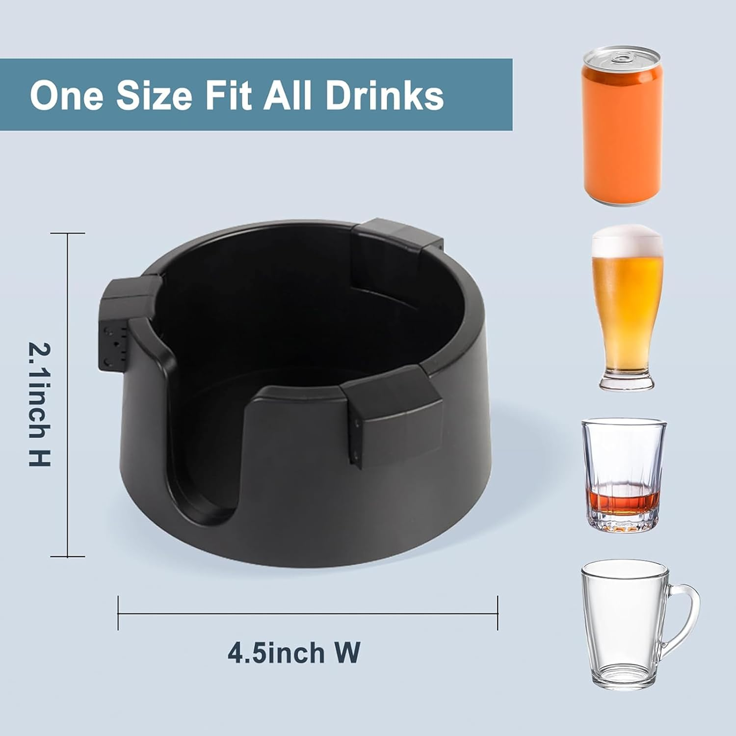 2 Pack Adjustable Anti-Spill Cup Holder for Desk &ndash; Non-Tipping, Non-Slip Plastic Drink Coaster for Office, Home & Desktop &ndash; Black image number 1