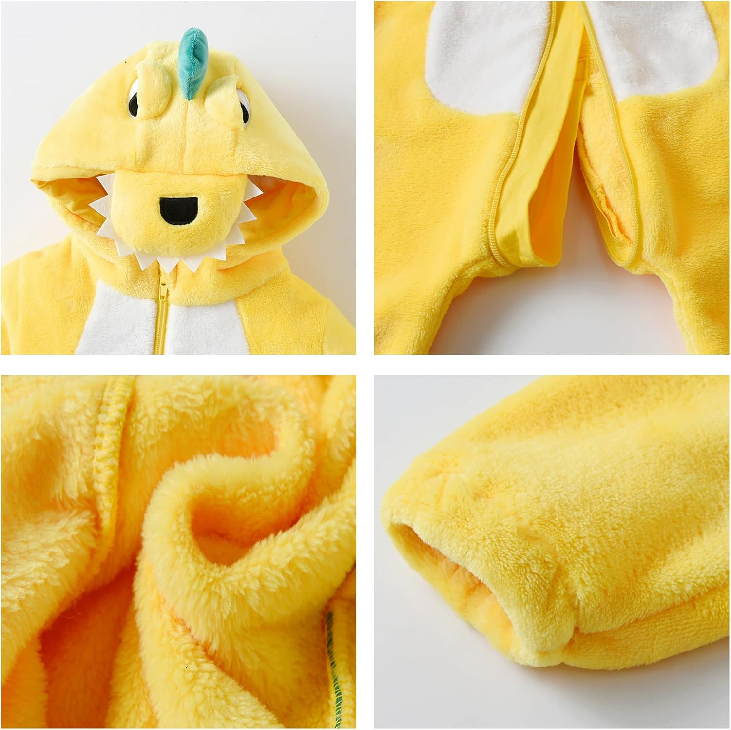 LOLANTA Unisex Baby Dinosaur Costume, Toddler Hooded Animal Costume, Flannel Union Suit image number 3