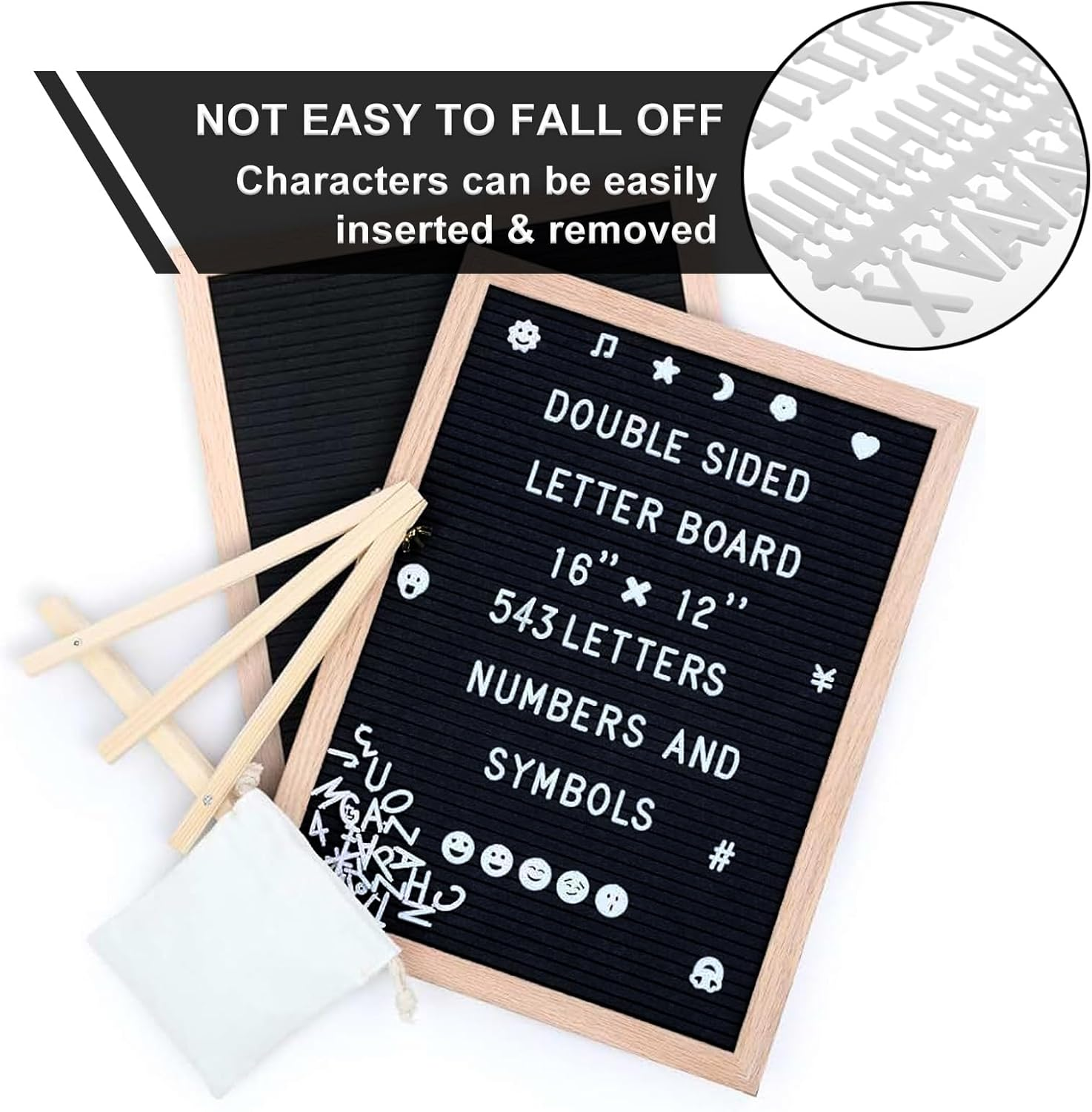 Felt Letter Board with 510 Letters, Numbers & Symbols, 12 X 16 Inch Large Changeable Message Board with Wooden Frame, Letter Board Sign for Home School Announcement