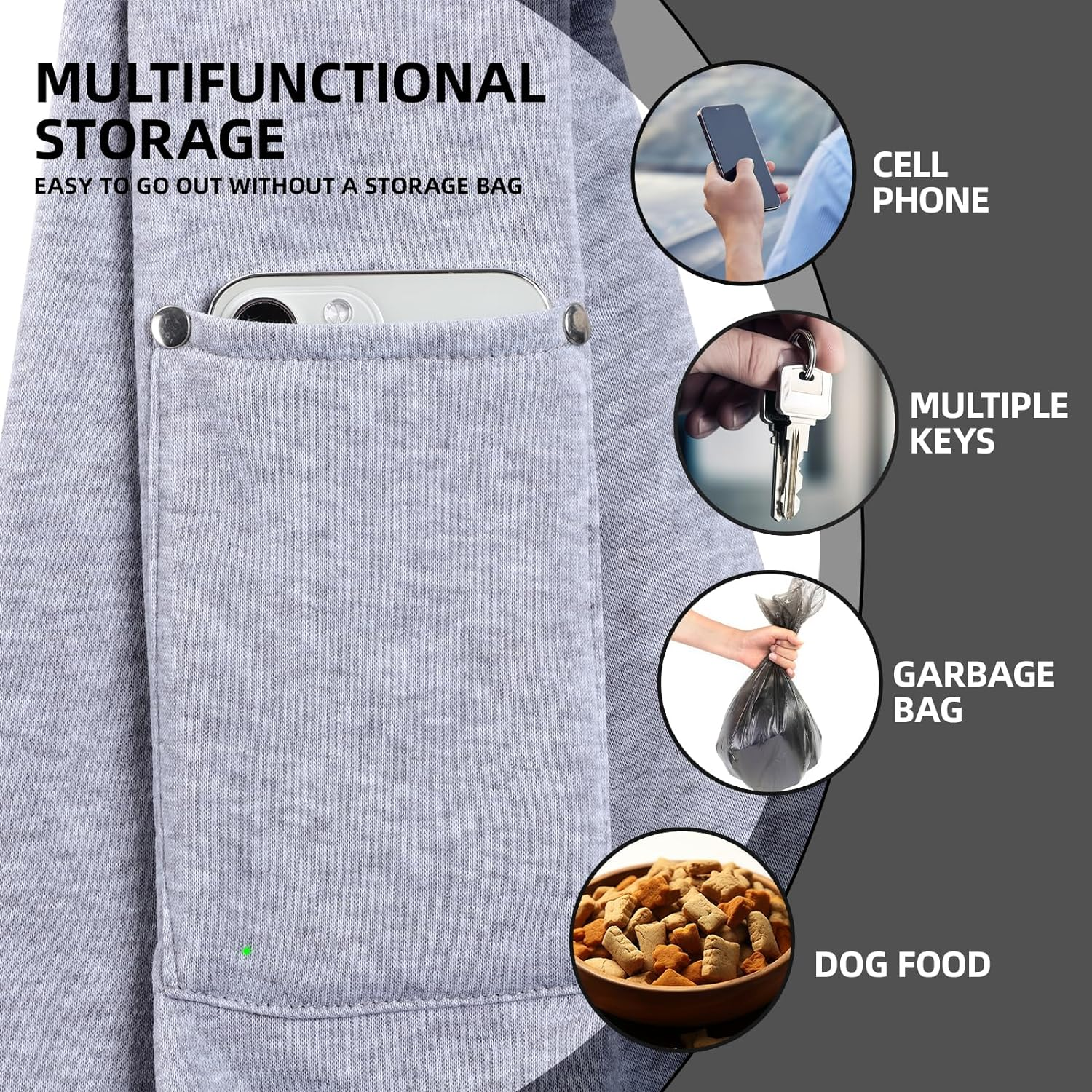 Dog Carrier Sling - Reversible Puppy Carrier Purse with Storage Pocket, Hand-Free Dog Sling Carrier for Carry Small Dogs and Cats, Travel Safety Harness, Dog and Cat Harness(Gray) image number 3