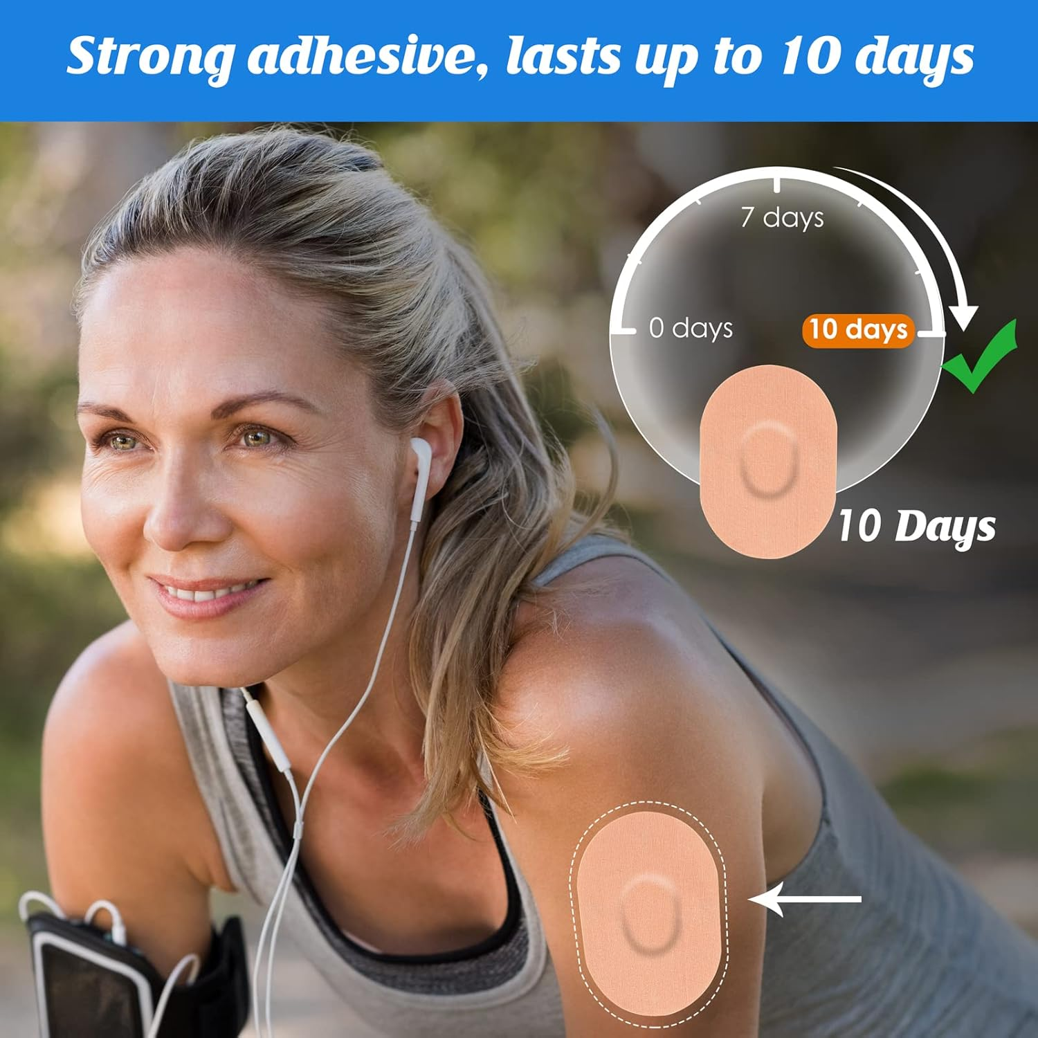 YOUSHARES Sensor Patches for Dexcom G6, 20 Packs Dexcom G6 Sensor Covers Waterproof Adhesive Patches Continuous Glucose Monitor Patch Easy to Use Pre-Cut Adhesive Tape(Beige) image number 6