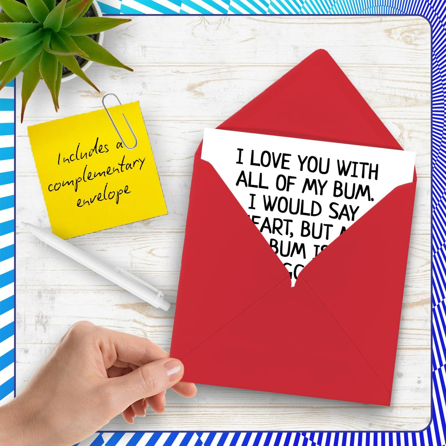 Funny Anniversary Card for Him - I Love You with All of My Bum - Valentine'S Day Card for Boyfriend Partner Fiance, 145Mm X 145Mm Greeting Cards, Birthday Valentines Card Husband from Wife Girlfriend - For Him image number 5