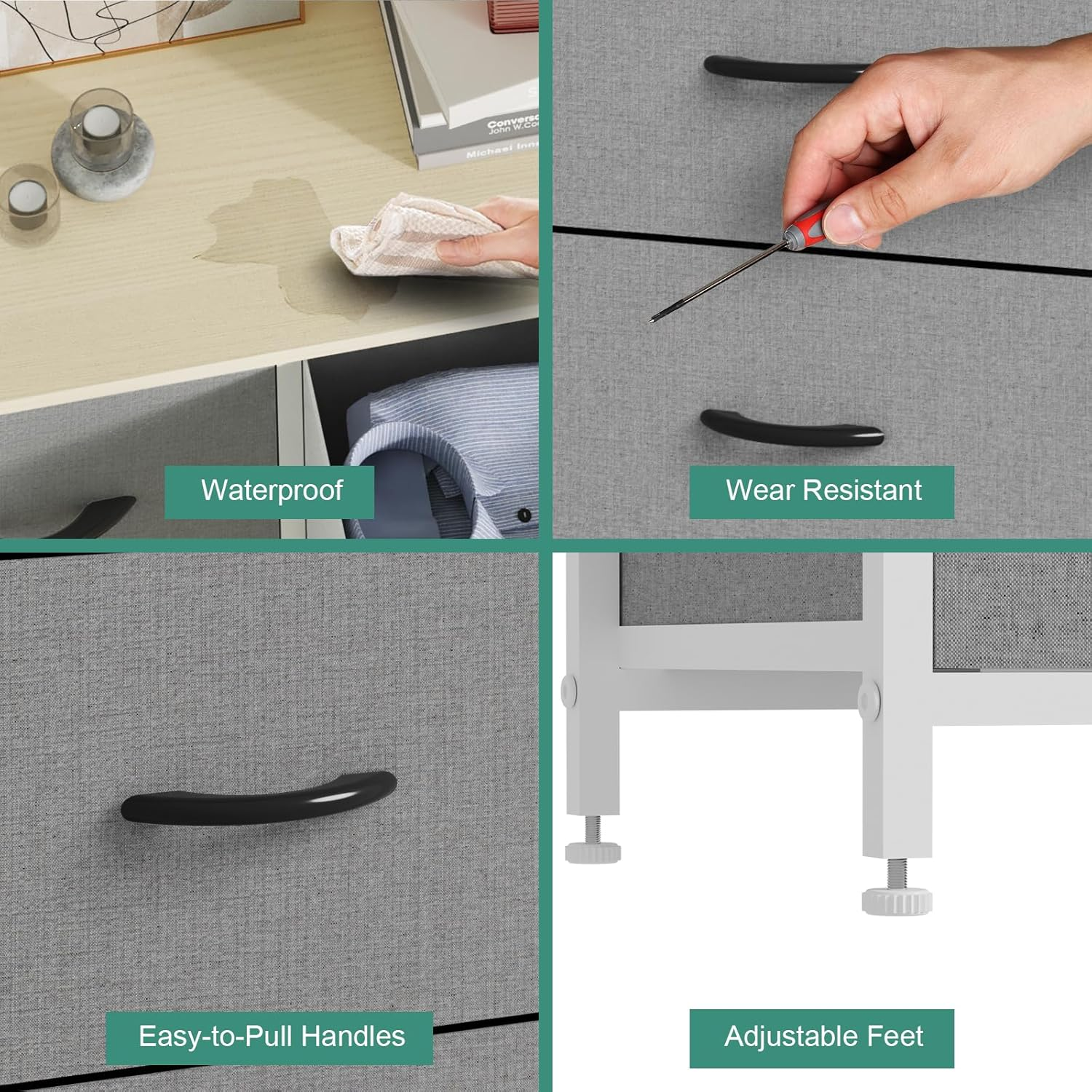 Ufurniture Chest of 8 Drawers Lowboy Clothes Storage Cabinet Organizer Fabric Tower Dresser Clothes Toys Storage Unit for Bedroom,Living Room,Office,Hallway,Entryway, Biege