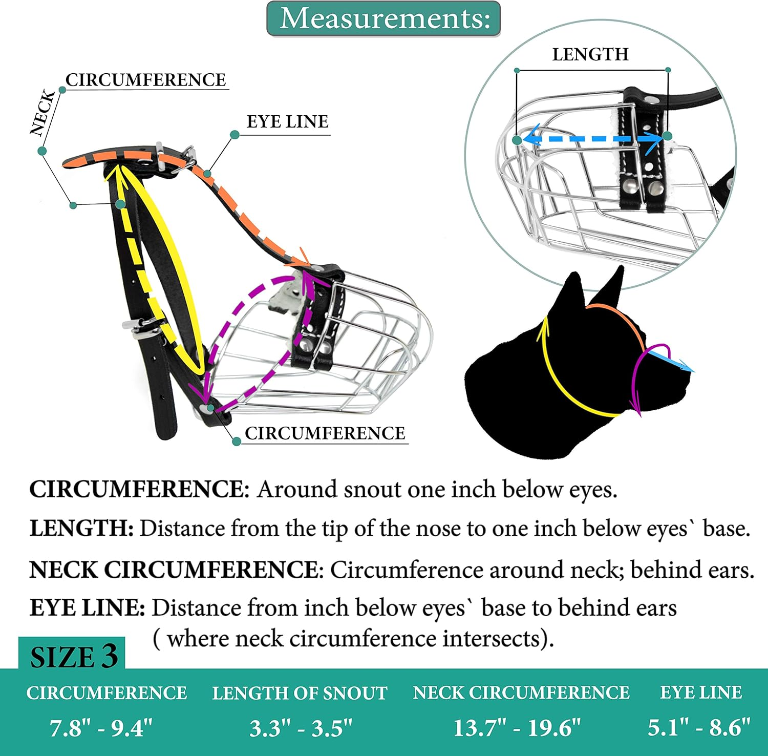 Petristor №3 Dog Chrome Metal Muzzles Wire Basket Adjustable Leather Straps image number 2