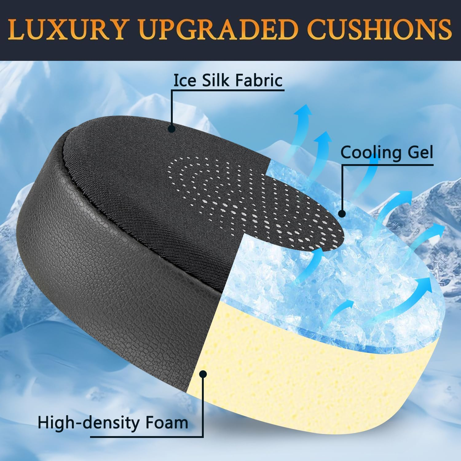 SOULWIT Cooling Gel Earpads Replacement for Jabra Evolve2 65 (Evolve 2 65MS 65UC MS Uc)/Evolve2 40 (40UC 40MS Usb)/Elite 45H On-Ear Wireless Headset, Ear Pads Cushions with Ice Silk Fabric - Black