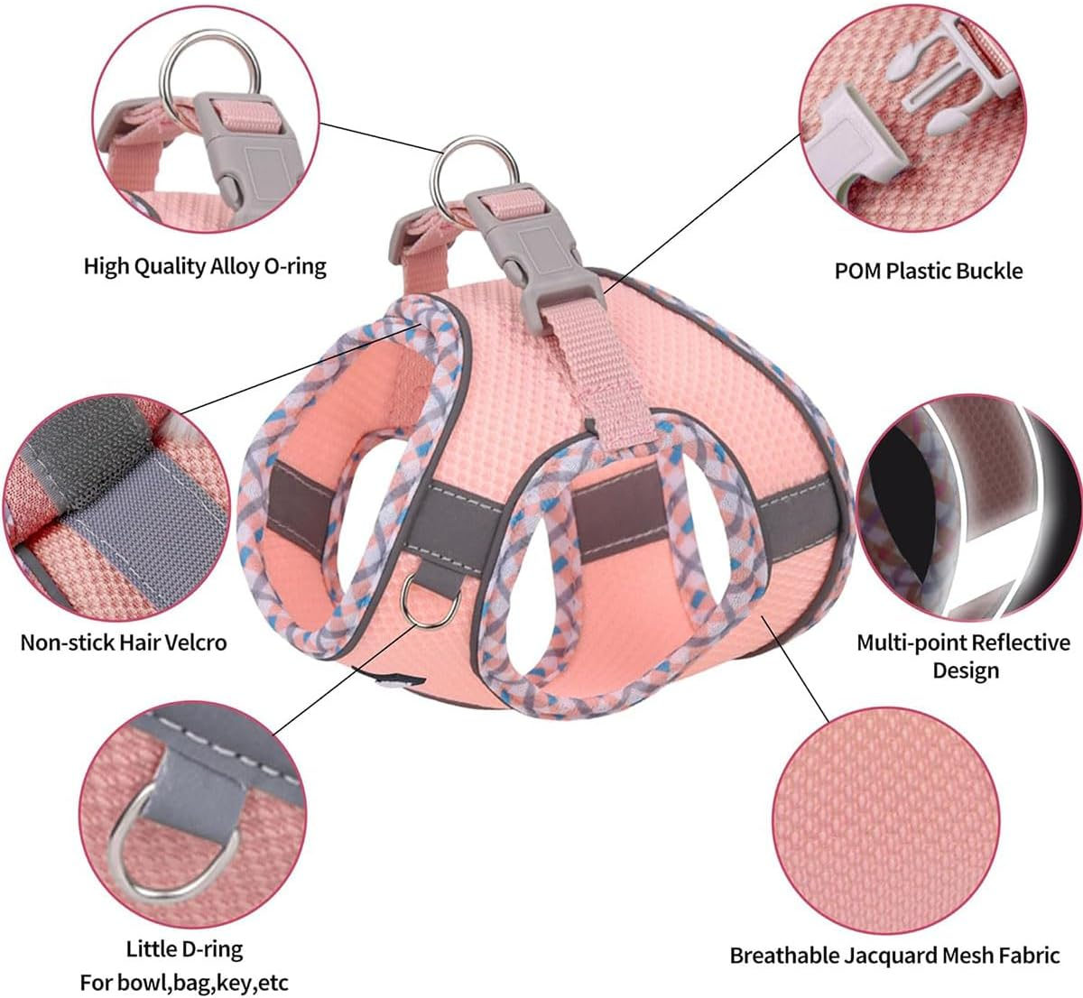 Cat Harness, Cat Harness with Lead, Soft Harness for Cats, Soft Breathable Mesh, Escape Proof for Cats, Adjustable Cat Vest for Cats Puppy (With Reflective Strips) image number 5