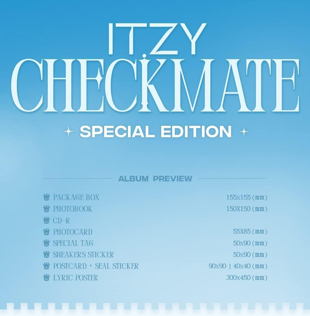 ITZY CHECKMATE SPECIAL EDITION Random Version Cd+1P Lyric Poster on Pack+24P Photobook+1P Photocard+1Ea Special Tag+1Ea Sneakers Sticker+1Ea Postcard&Seal Sticker+Tracking Sealed image number 3