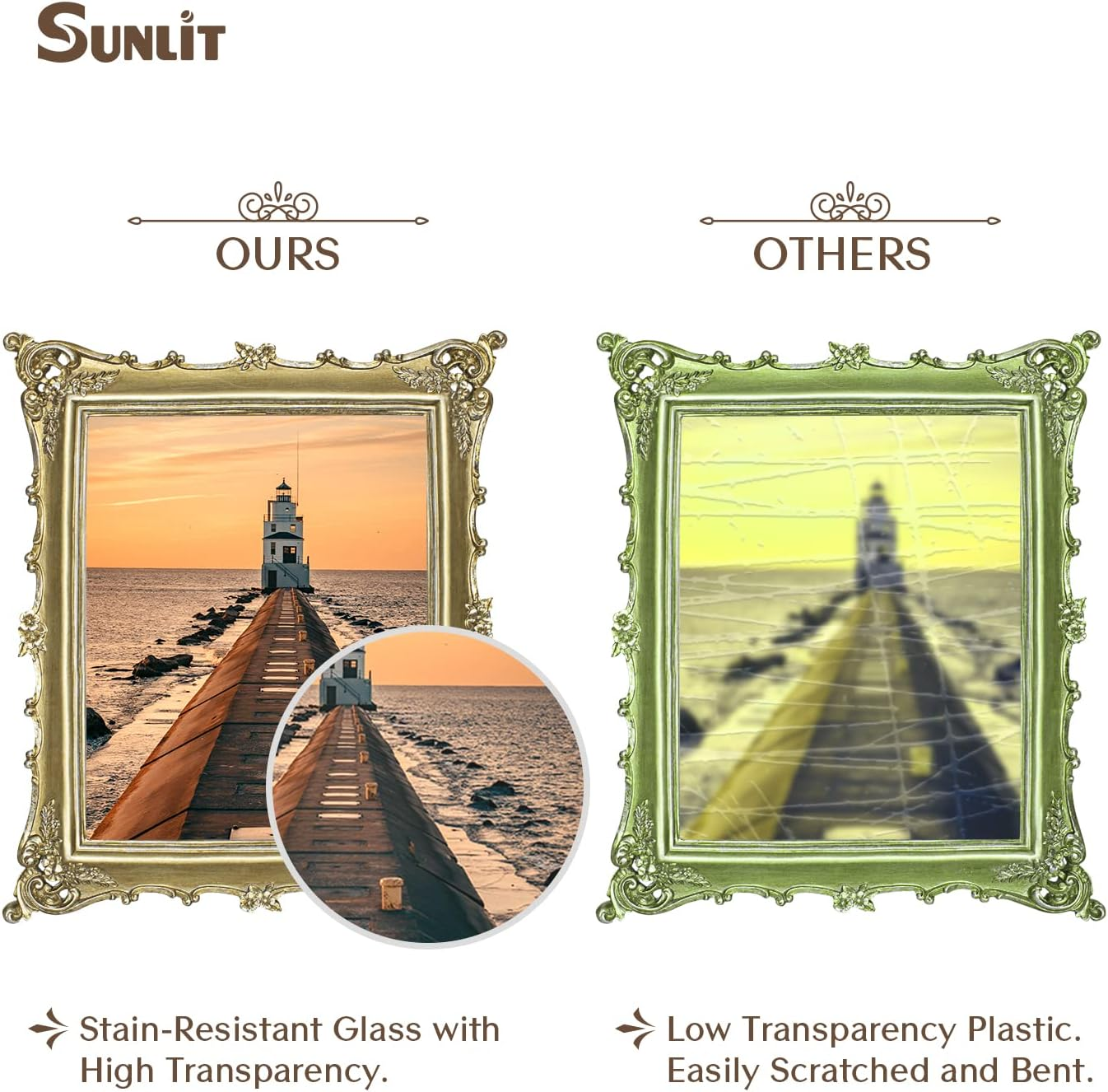 Sunlit Vintage Picture Frame 8X10 Inch, Luxury Antique Photo Frames with Glass Front, Photo Display, Tabletop Wall Hanging, Gift Ideas, Gold image number 4