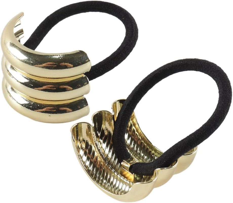 Orivin 3 Pack Gold Oversized Versatile Hair Bobbles with Spring Clip for Women and Girls