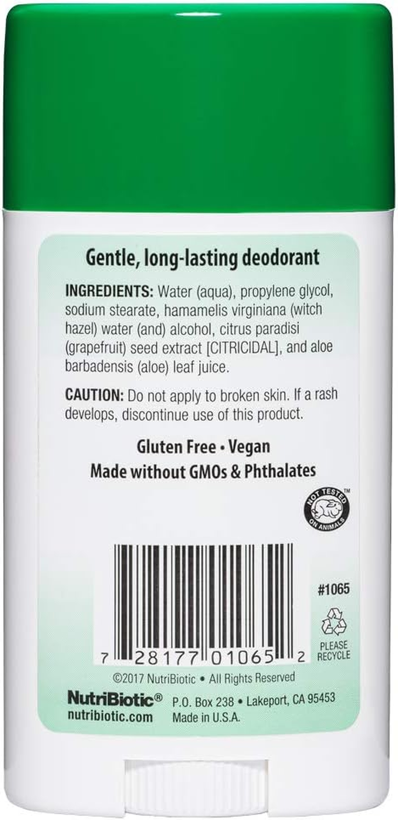 Nutribiotic Long Lasting Unscented Deodorant Stick, 75 Grams image number 2