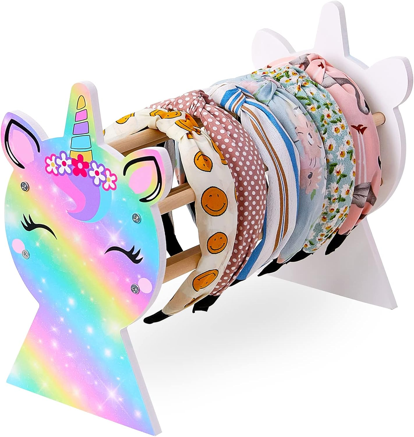 Basumee Girls Headband Holder Organizer Hair Hoop Headband Display Stand Unicorn Hairband Stand Organizer Headband Storage Home Room Decors for Girls, Rainbow image number 4