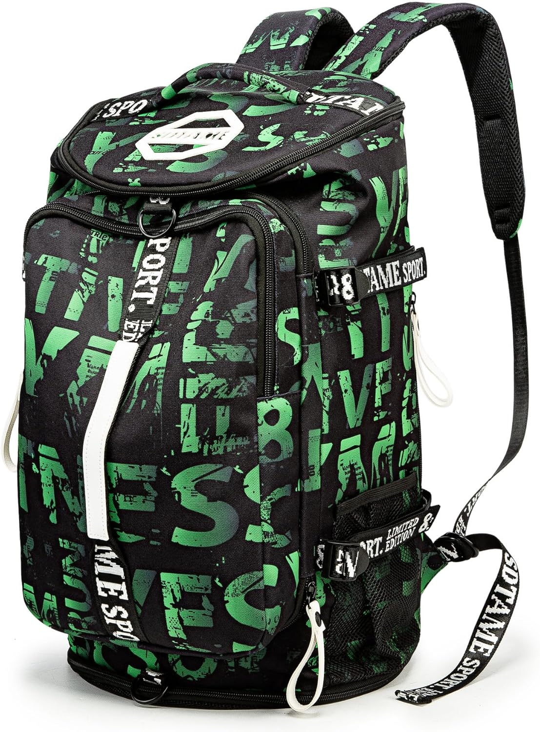 Duffle Bag Backpack with Shoes Compartment for 4-Way Waterproof Travel Sport Hiking Laptop