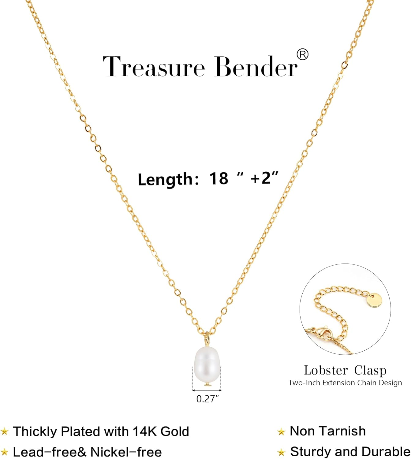 Gold Pearl Necklaces for Women Trendy 14K Gold Plated Dainty Necklace Simple Pearl Drop Single Charm Pendant Necklace Women'S Jewelry Best Friend Birthday Gifts Gold Jewelry for Women - Double Pearl - Gold image number 6