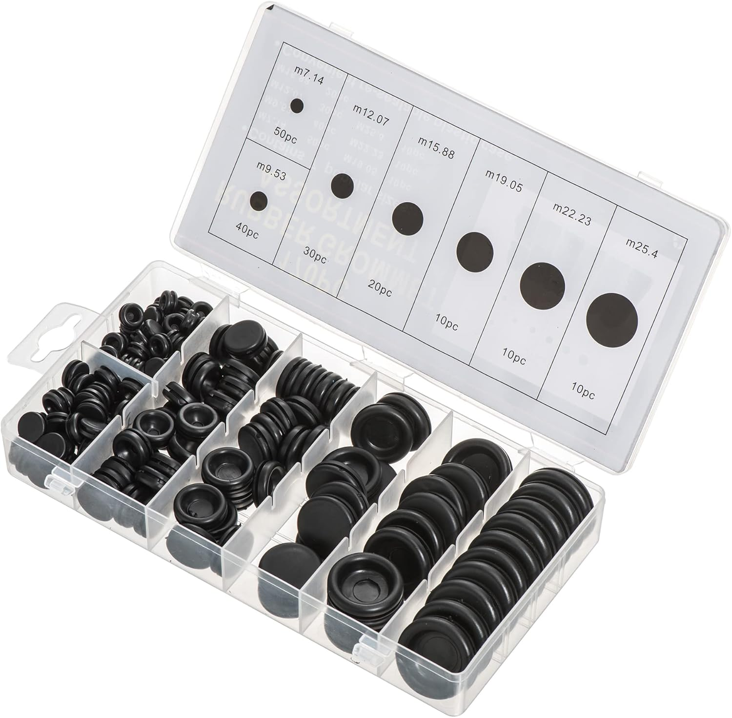 EFGTEK 170 Pieces Closed Rubber Grommet Assortment,7 Sizes for Firewall Solid Closed Hole Plug and Wire Electrical Appliance Plumbing image number 4