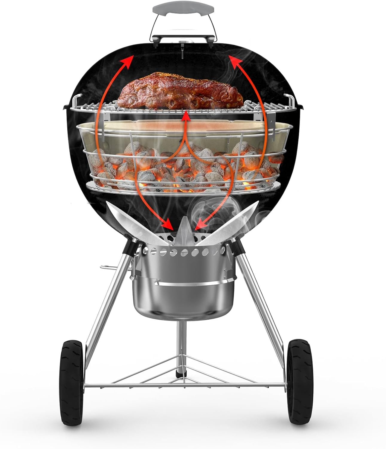 Only Fire Charcoal Firebox Kit,Stainless Steel Charcoal Ash Basket with Ceramic Heat Stone,Bbq Accessories for Weber 22-Inch Kettle Charcoal Grills image number 6