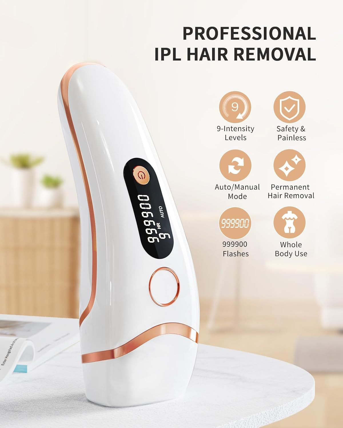 AMOTAOS Laser Hair Removal for Women and Men, IPL Laser Hair Removal Device, Safe At-Home Long-Lasting Hair Regrowth Reduction, Suitable for Face, Armpits, Bikini Line, Legs image number 5