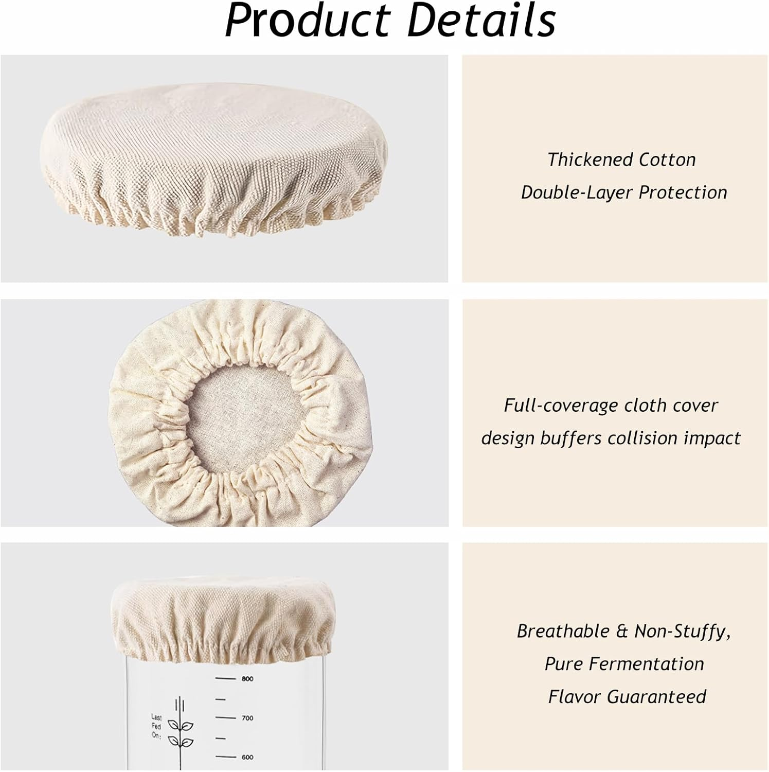 Yxvyxymyxxg Sourdough Jar Cover Starter Jar Cloth for Sourdough Cover Reusable Cloth Lid Bread Fermentation Baking Supplies for 3-4 Inch Mouth 4 Pack Elastic Design image number 1