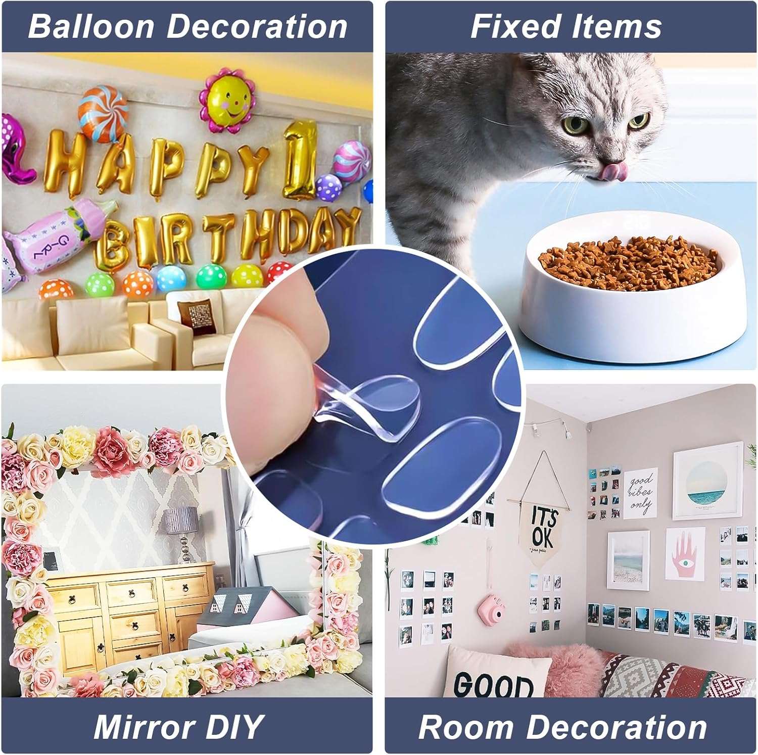 800PCS Museum Gel Clear Removable, Double Sided Sticky Dots, Sticky Tabs for Hanging for Festival Party Balloons Decoration image number 5
